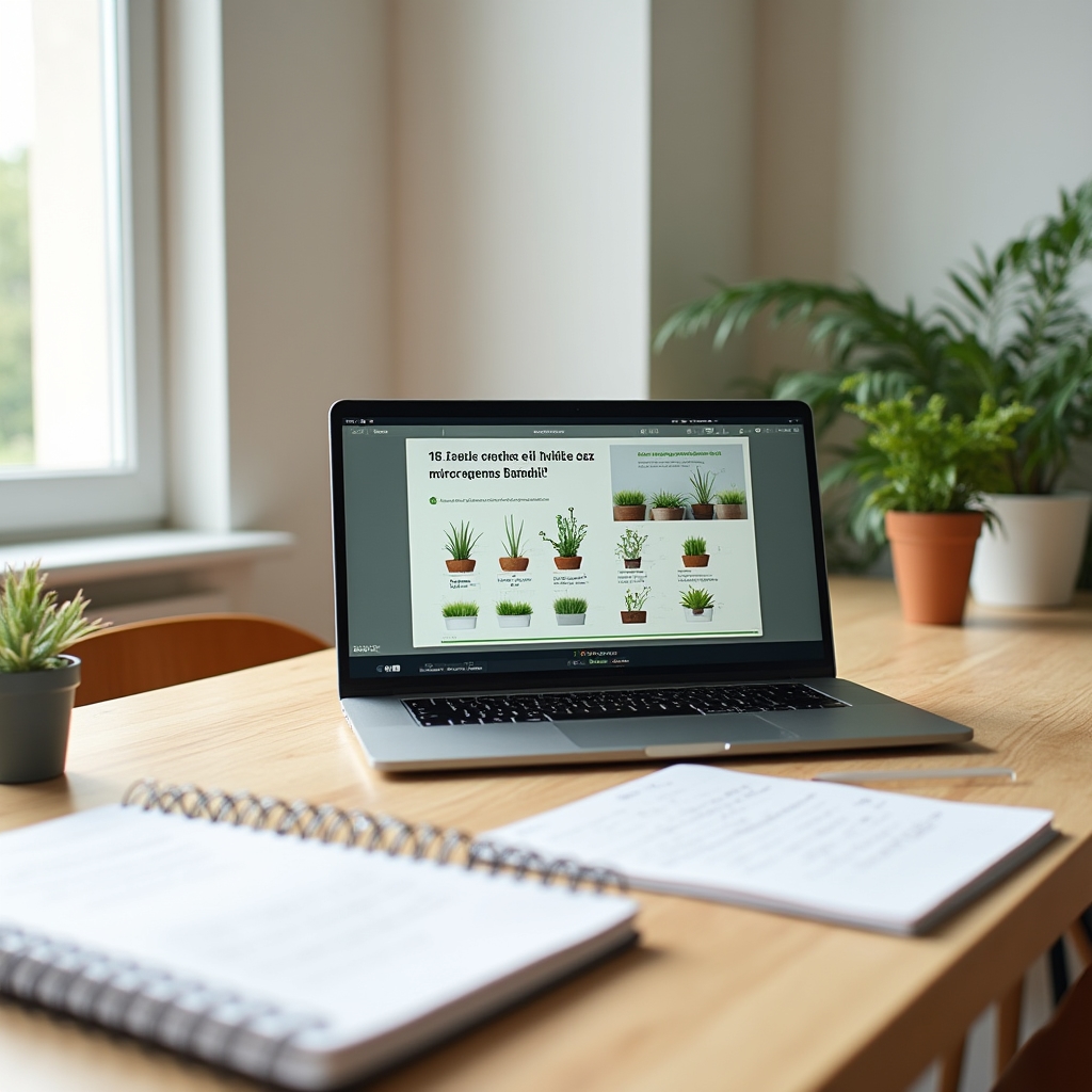 Obrazovka počítače zobrazující webinář o pěstování microgreens